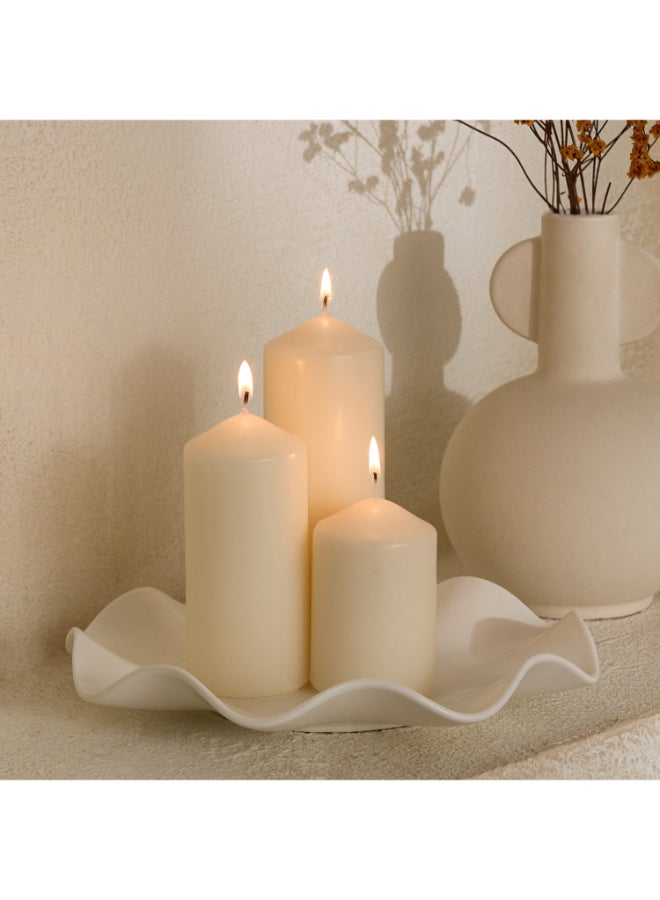 Home Box Luna Unscented Pillar Candle Set - Cream - 3 Pieces - Image 2